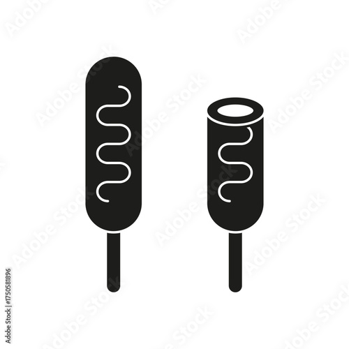 Corn dog silhouette icon. Vector isolated element on white background