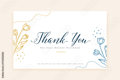 trendy thankyou for your order template with botanical leaf decor