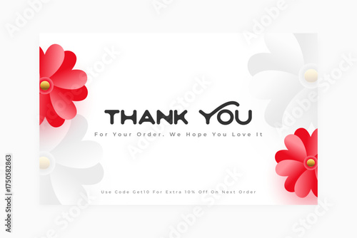 decorative thank you for order template with floral design