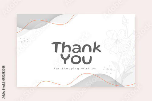 simple thank you for shopping white card with flower design