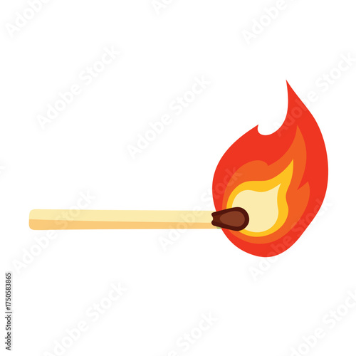 A simple illustration of a lit match with a bright orange flame