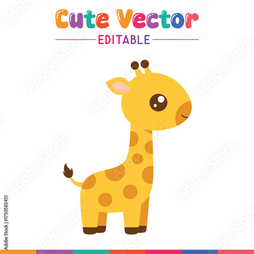 Adorable baby giraffe cartoon character cute illustration