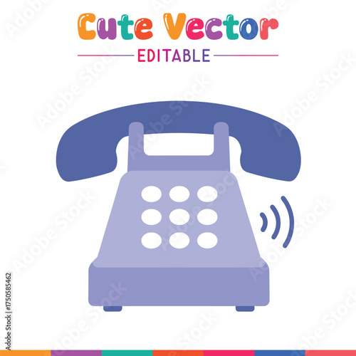 Retro telephone ringing sound wave icon art