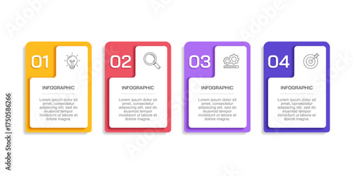 4 Step minimalist business infographic template. Modern design for presenting strategies and processes. Vector illustration.