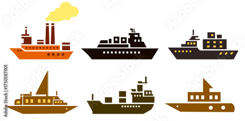 Set of ships, vector illustration of a ship