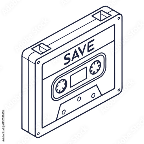Outline Save File Icon – Secure Data Concept
