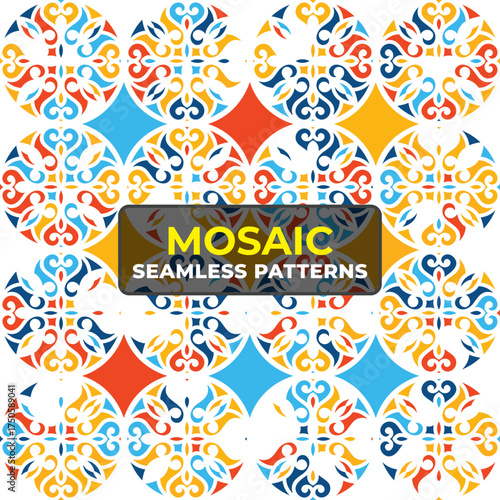 Colorful Seamless Pattern Collection with Creative 90s Retro Background Design
