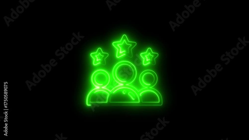Wallpaper Mural Neon Green Group Icon With Stars On Black Background people Torontodigital.ca