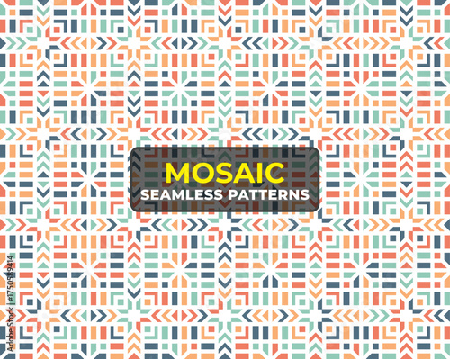 Dynamic 90s Inspired Geometric Pattern Set with Vibrant Colorful Backgrounds