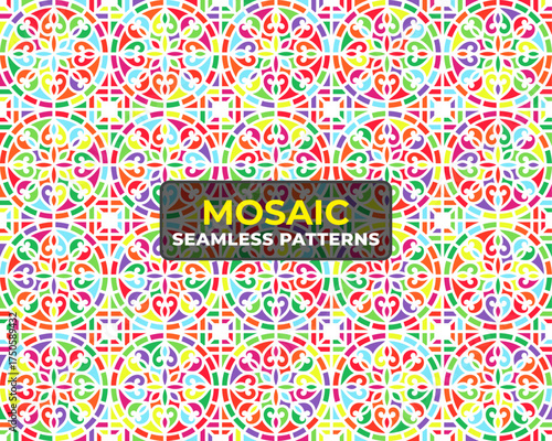 Trendy Seamless Pattern Collection with Colorful Abstract Vector Background