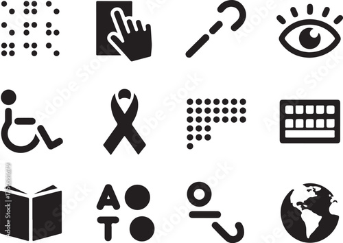 Accessibility Icons Representing Diversity, Inclusion, and Awareness