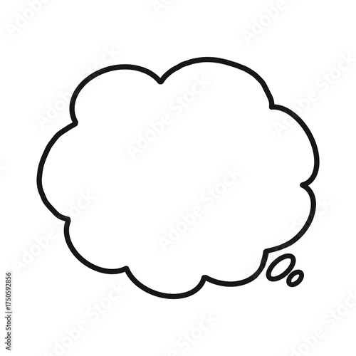 Black outline thinking bubble for idea and conversation design / アイデアや思考シーンに使える黒線の思考吹き出し素材