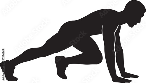 Mountain Climber Fitness Pose Silhouette Vector – Dynamic Gym Exercise Illustration in Ultra HD