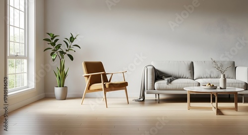 Modern living room with natural light and minimalist decor