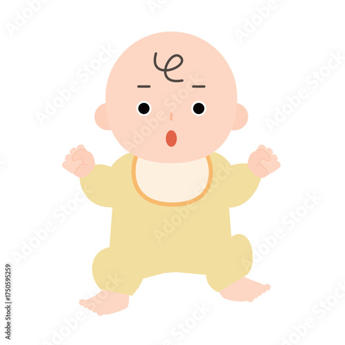 驚いている赤ちゃんの全身のイラスト