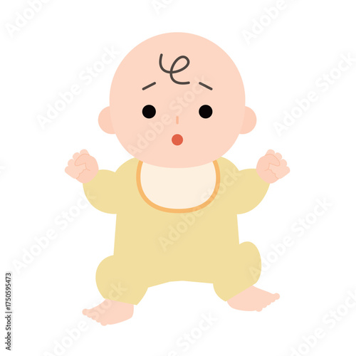 疑問を抱く赤ちゃんの全身のイラスト