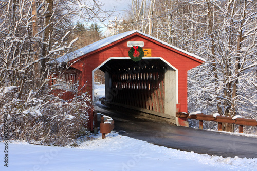 Silk Road Bridge on a winter day in Bennington, Vermont