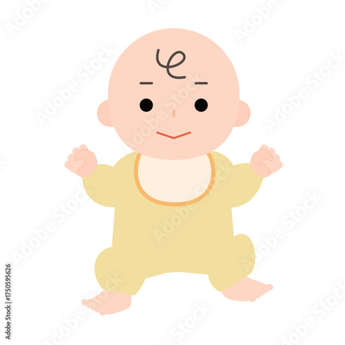 ごきげんな赤ちゃんの全身のイラスト