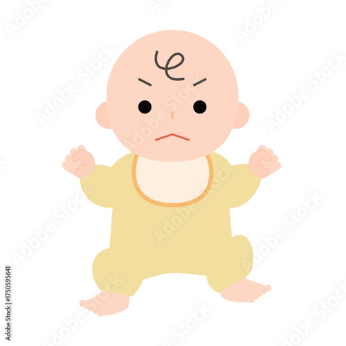 怒っている赤ちゃんの全身のイラスト