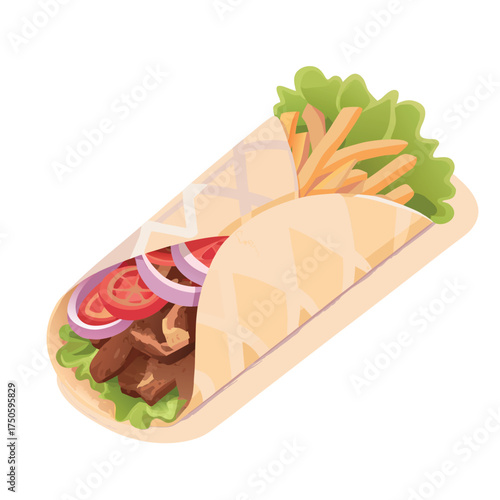 Delicious spring roll with vibrant vegetables and savory meat filling