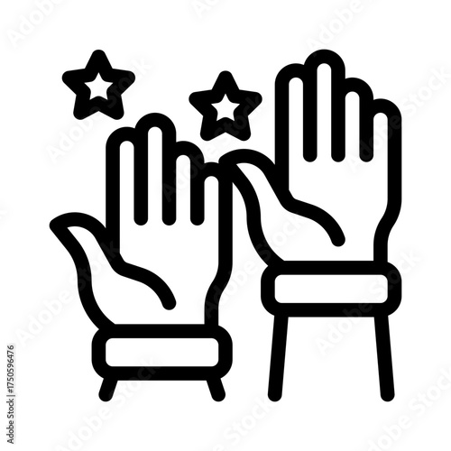 hands raised line icon