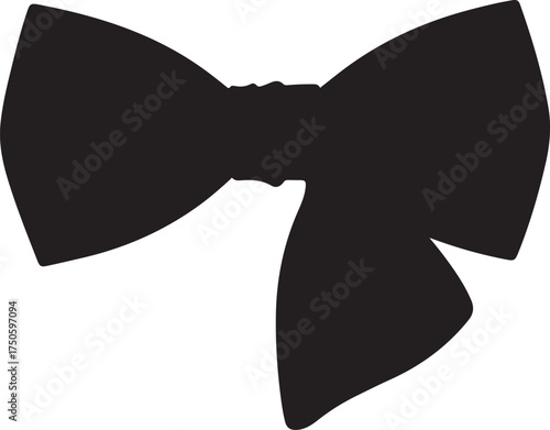Sleek black leather bow tie with a luxurious matte finish and elegant folds, Generative Ai
