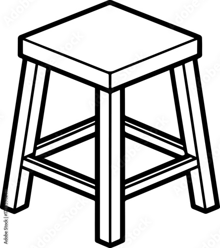 boxing corner stool outline vector illustration line art