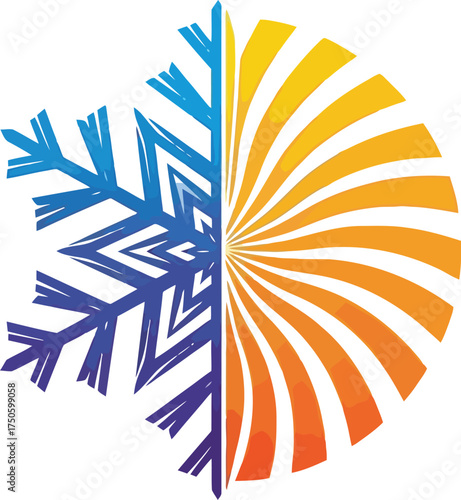 Modern design showing air conditioning with hot and cold temperature control