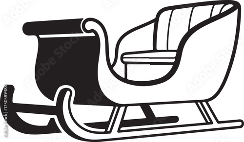 Classic hand drawn illustration of an empty wooden sleigh ready for winter adventures, Generative Ai
