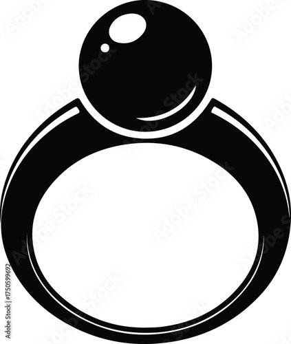 Vector silhouette of a ring with pearl illustration