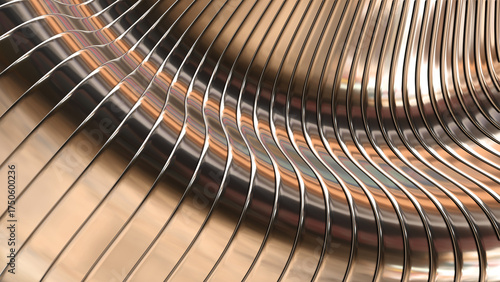 Foto Abstract  striped pattern background, wavy gold brown stripes pattern, interesting architectural minimal wallpaper
