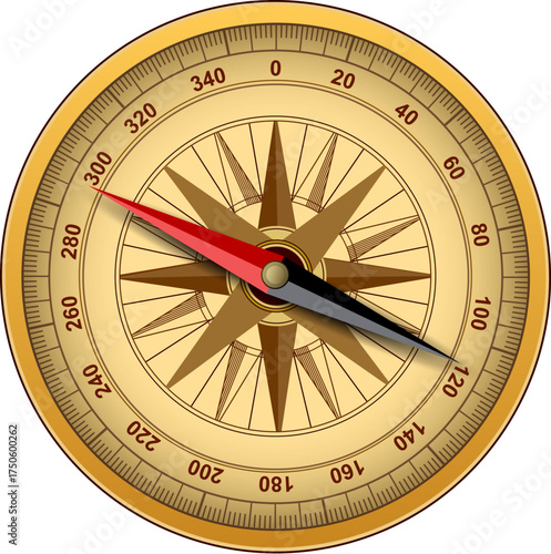Retro compass icon isolated.