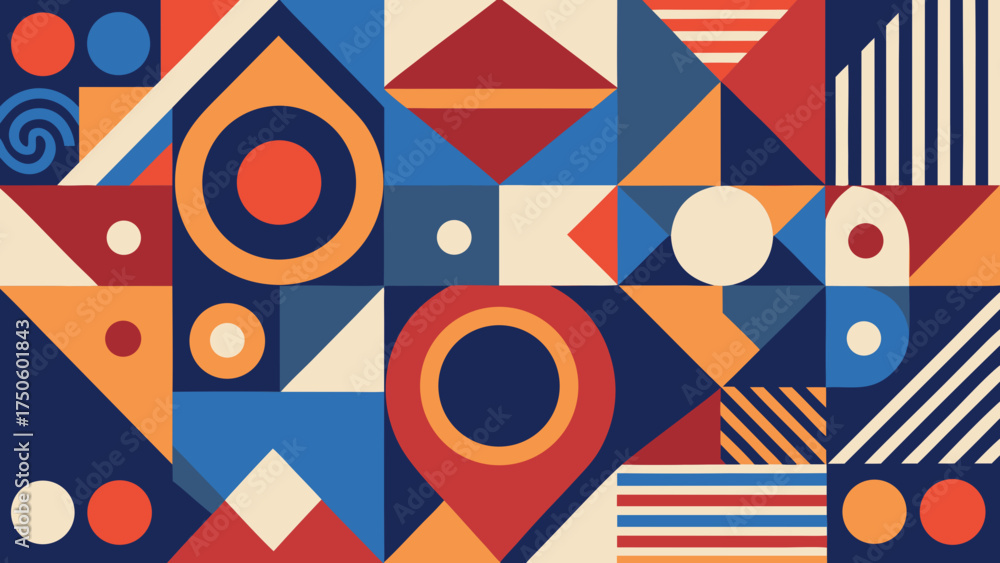 Obraz premium Geometric pattern with circles triangles and squares
