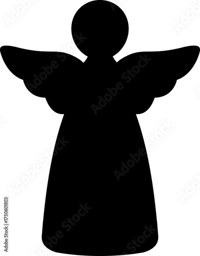 Angel silhouette vector Isolated.
Simple angel silhouette icon.
Angel template.
Transparent background.  svg.