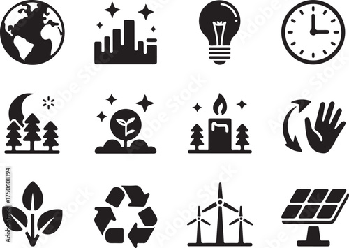 Eco-friendly symbols representing sustainability and green living concepts