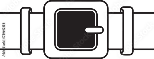 A simple black and white illustration of a square belt buckle with a matching belt, Generative Ai

