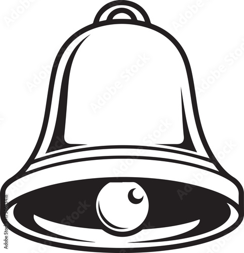 Vintage hand drawn illustration of a classic metal bell with a clapper ready to ring, Generative Ai
