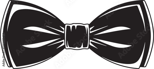 Classic black bow tie hand drawn sketch with textured fabric detail and elegant style, Generative Ai
