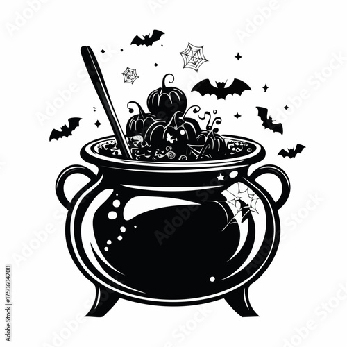 Halloween Witch Cauldron Silhouette Clipart