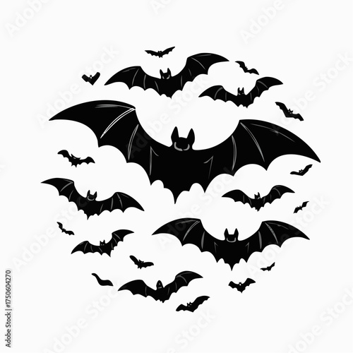 Flying Bats Silhouette Clipart SVG