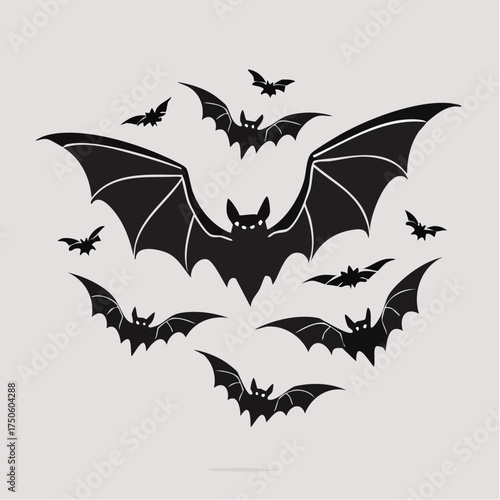 Flying Bats Silhouette Clipart SVG