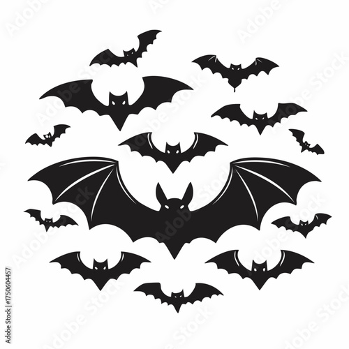 Halloween Bats Silhouette Vector Clipart