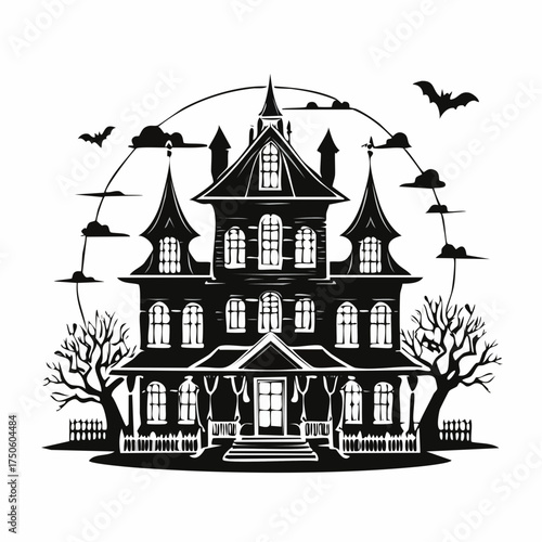 Haunted House Silhouette SVG Clipart Set