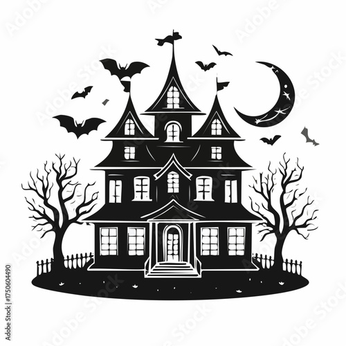 Haunted House Silhouette SVG Clipart Set