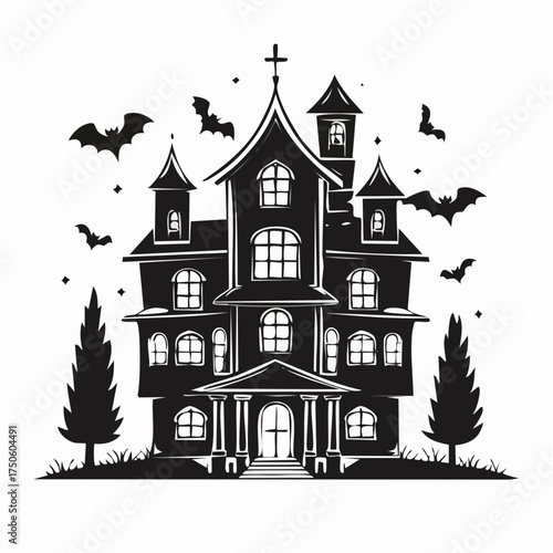 Haunted House Silhouette SVG Clipart Set