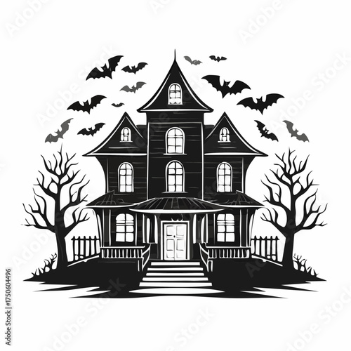 Haunted House Silhouette SVG Clipart Set