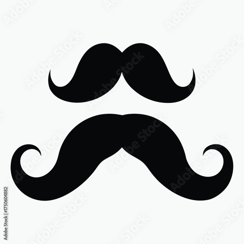 Two black mustaches displayed on a white background a simple graphic