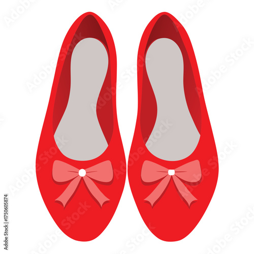 A pair of bright red ballet flats with a cute bow detail