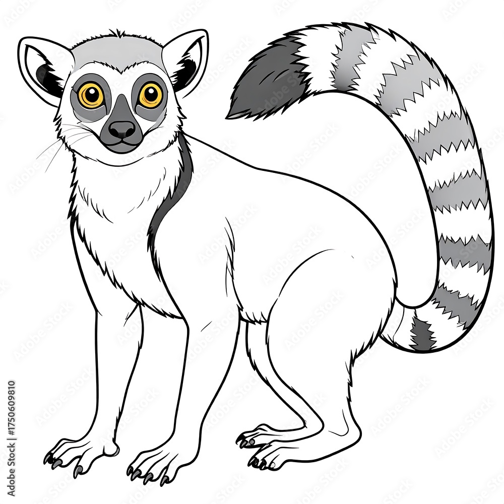 Naklejka premium Cartoon lemur illustration
