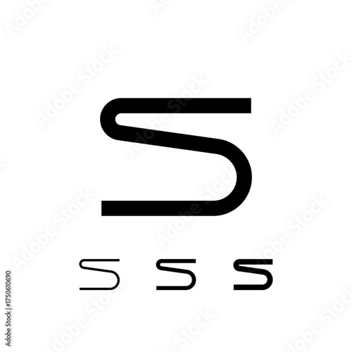 Technical number 5, digital cyber numeral five, including set of three different thicknesses of the trendy modern numbers (regular, medium, bold), vector illustration 10EPS